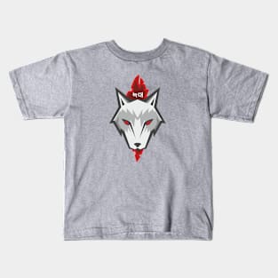 Gray wolf and fire Kids T-Shirt